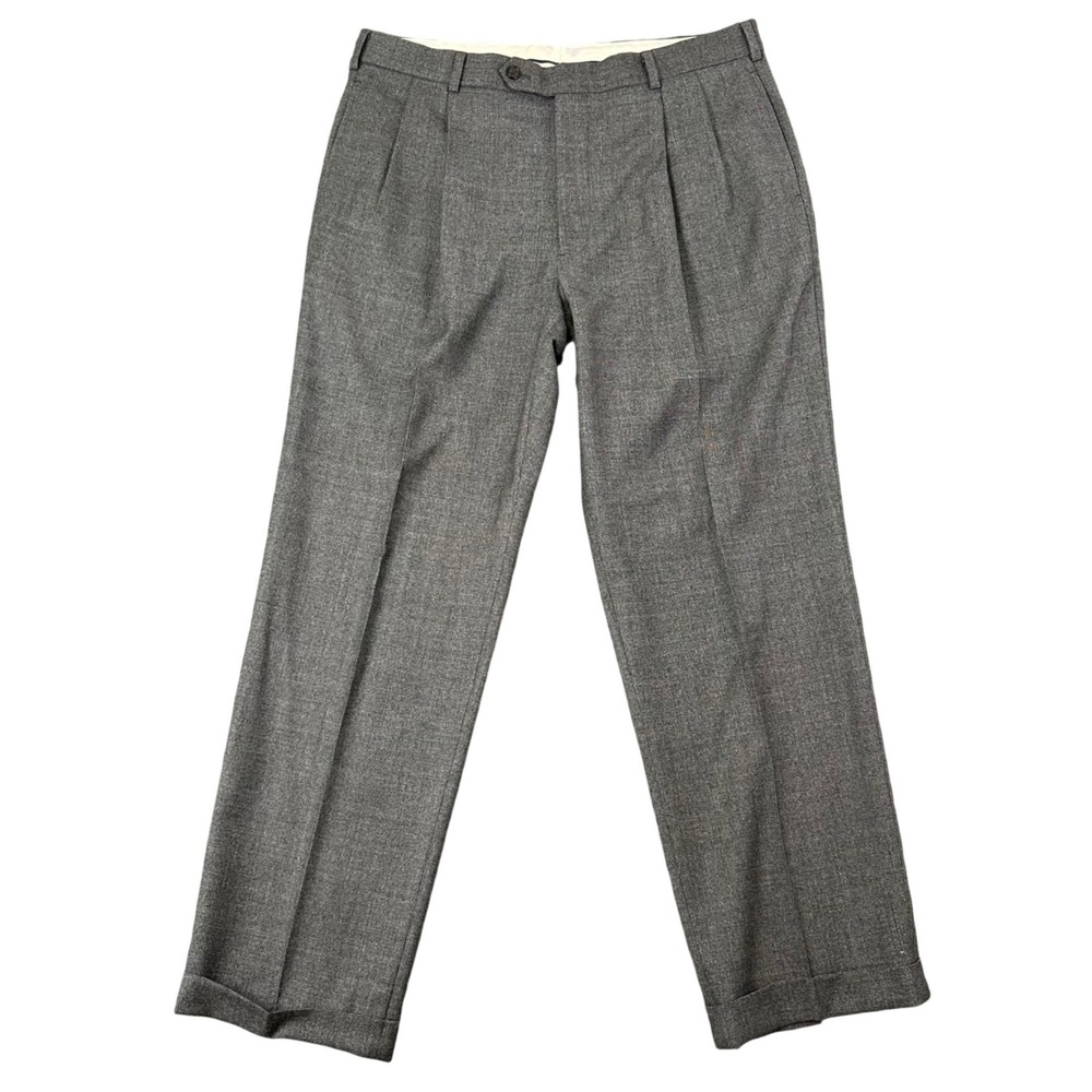 Brooks Brothers Madison Dress Pants Mens 37W 100% Wool Gray Pleated - Picture 1 of 13